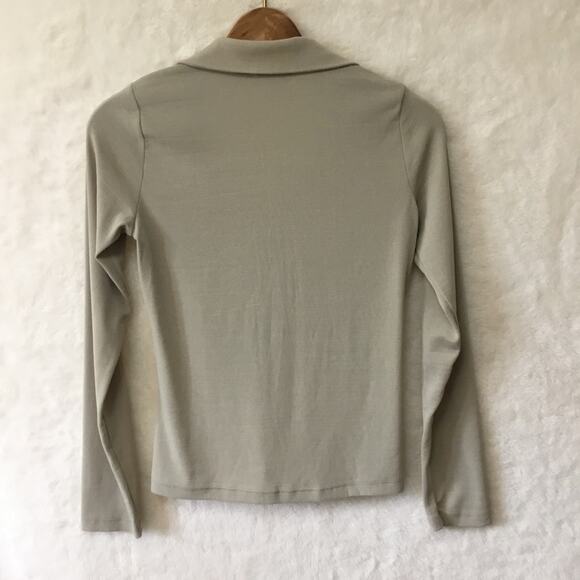 Bebe Beige Long Sleeve V-Neck Top - Picture 13 of 13